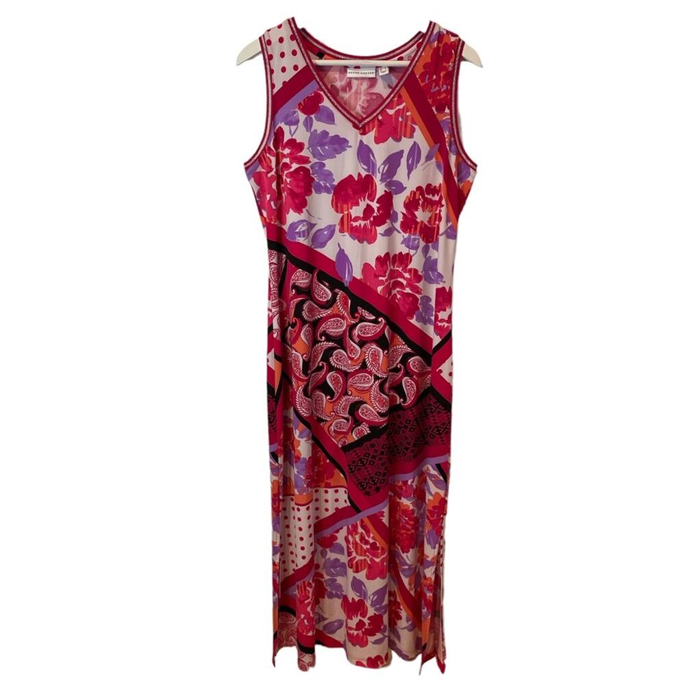 Susan Graver maxi dress Size Medium Pink Puple Silver Glitter